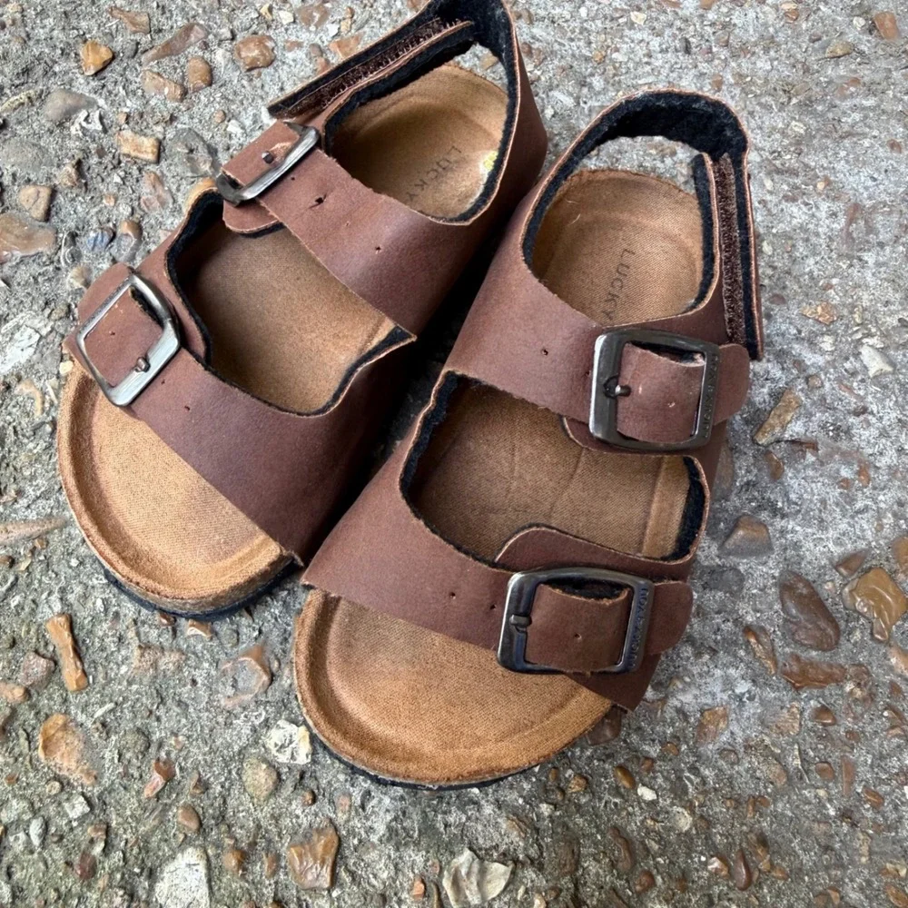 Lucky Brand Blanc Brown Double Strap Cork Sandals Toddler Size 8M